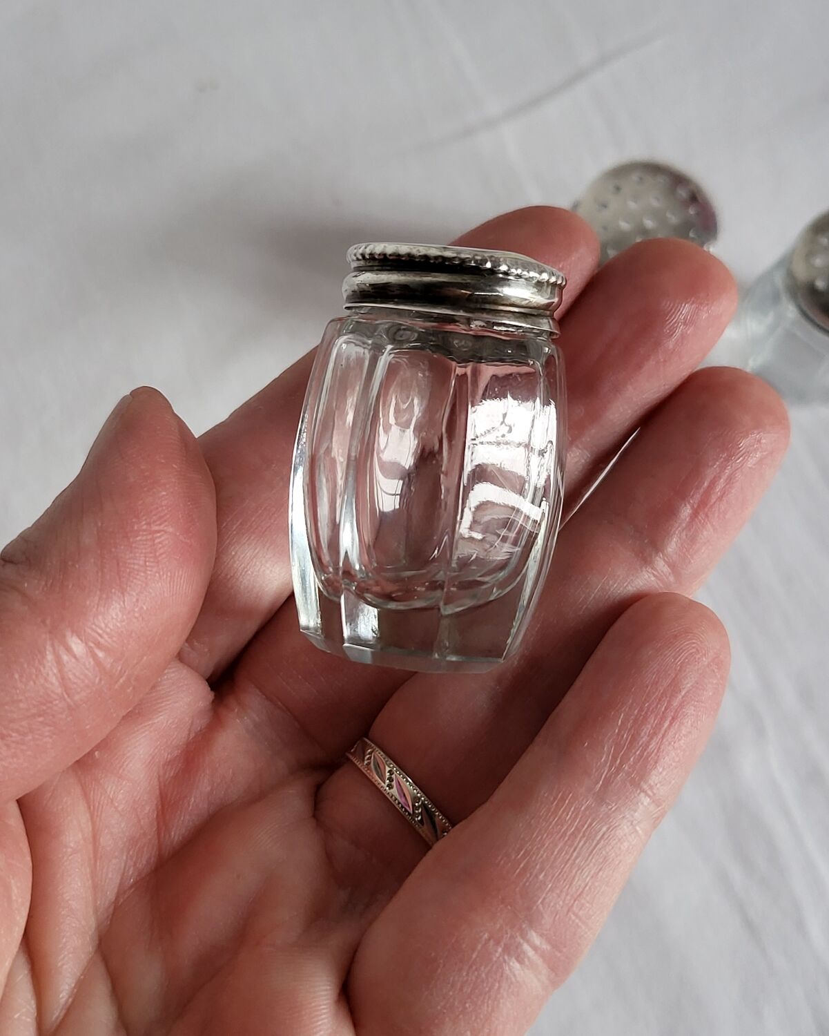 3 Antique Salt Cellars Silver Cork Crab Mark