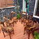 Set of 6 corner chairs in colonial style made of carved exotic wood from Bali.