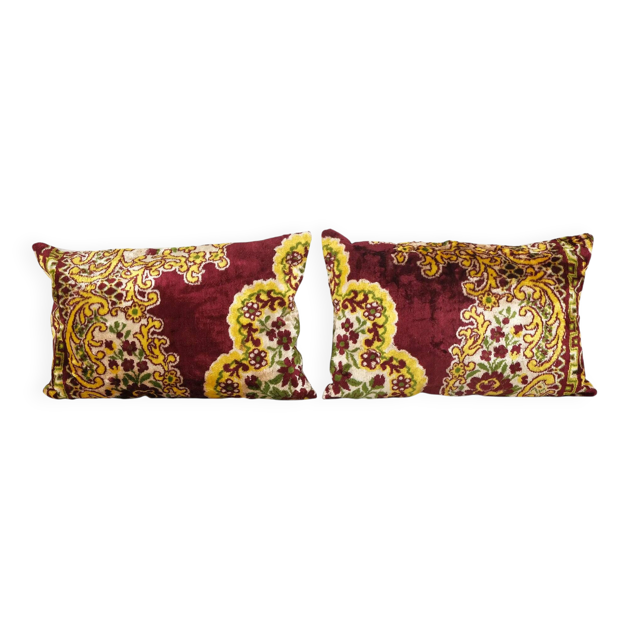Set of 2 vintage velvet cushion covers 61x41 cm
