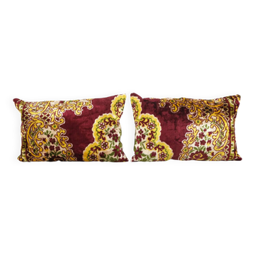 Lot de 2 housses de coussin velours vintage 61x41 cm