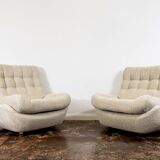 Paire de fauteuils lounge personnalisables Space Age Atlantis en boucle beige 1970'