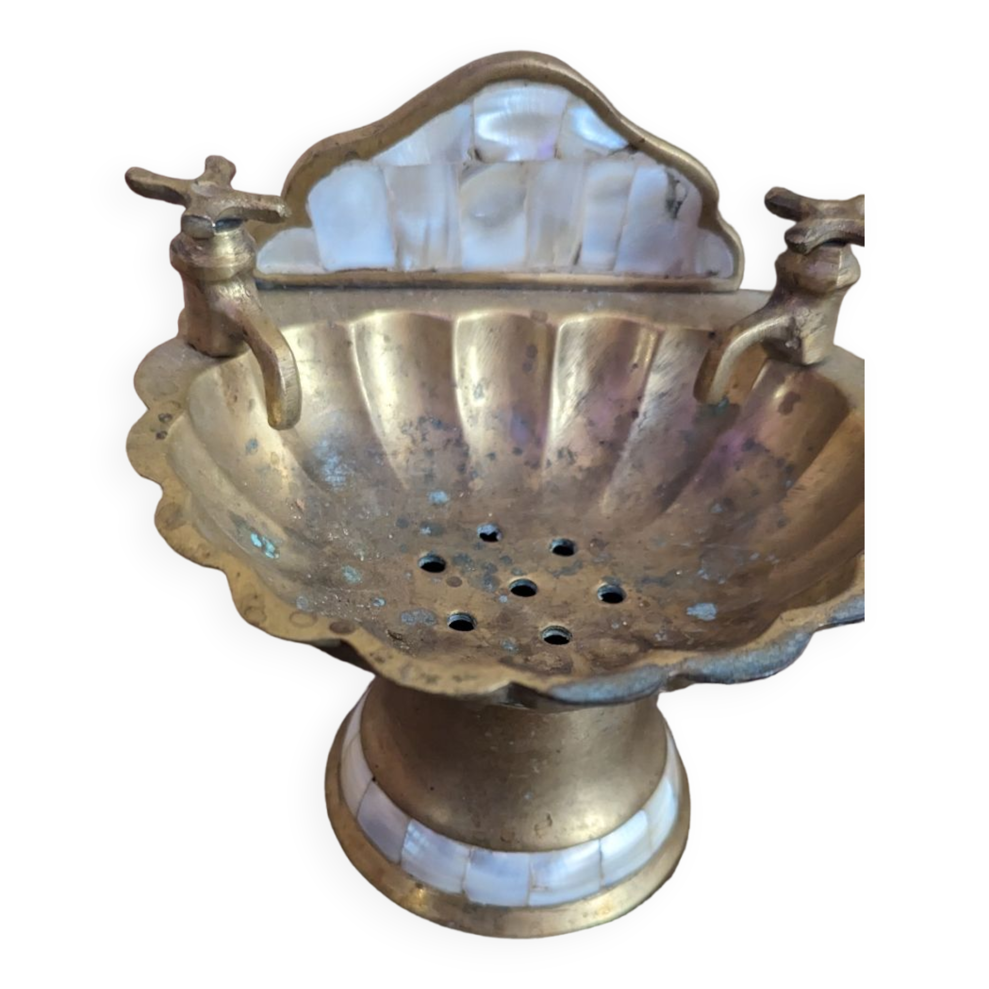 Brass and mother-of-pearl soap holder