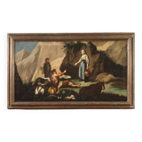Antique Painting Pastoral Scene From The 18th Century