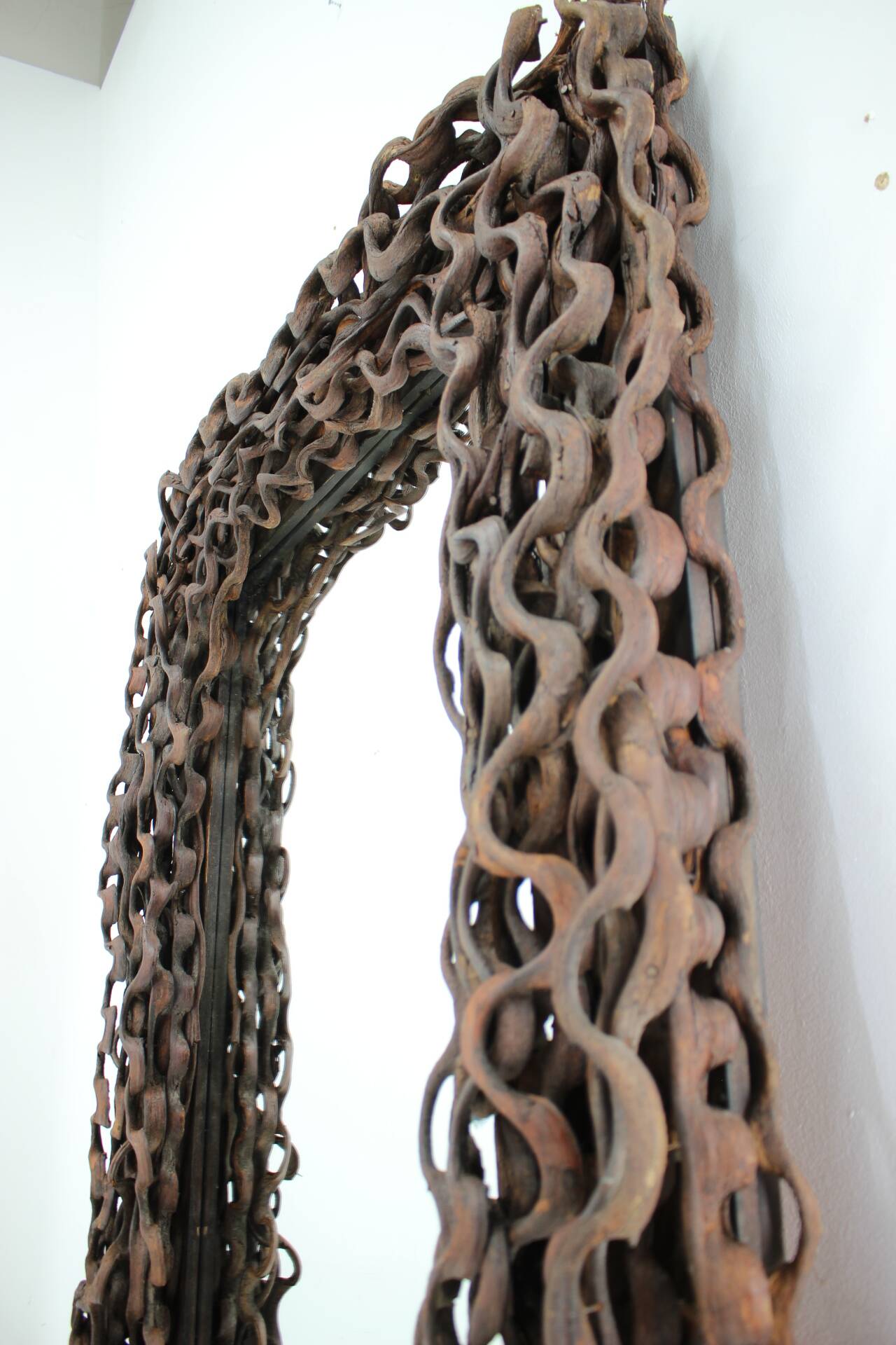 Large Mid-Century Tropical Wood Wall or Floor Mirror