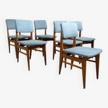Series of 6 oak chairs, 1950