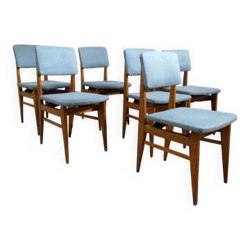 Série de 6 chaises en chêne, 1950