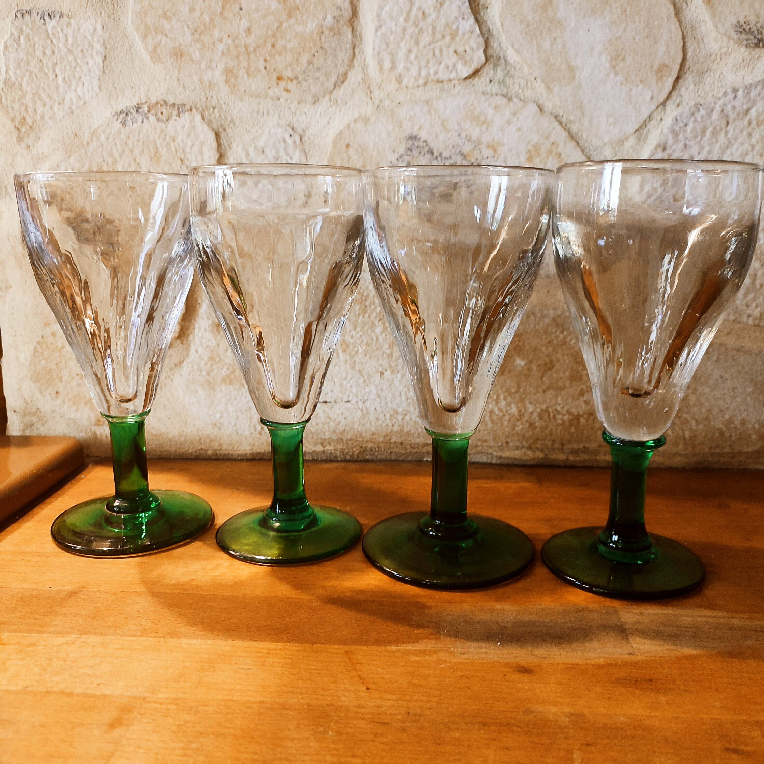 4 verres à absinthe souffles bouche