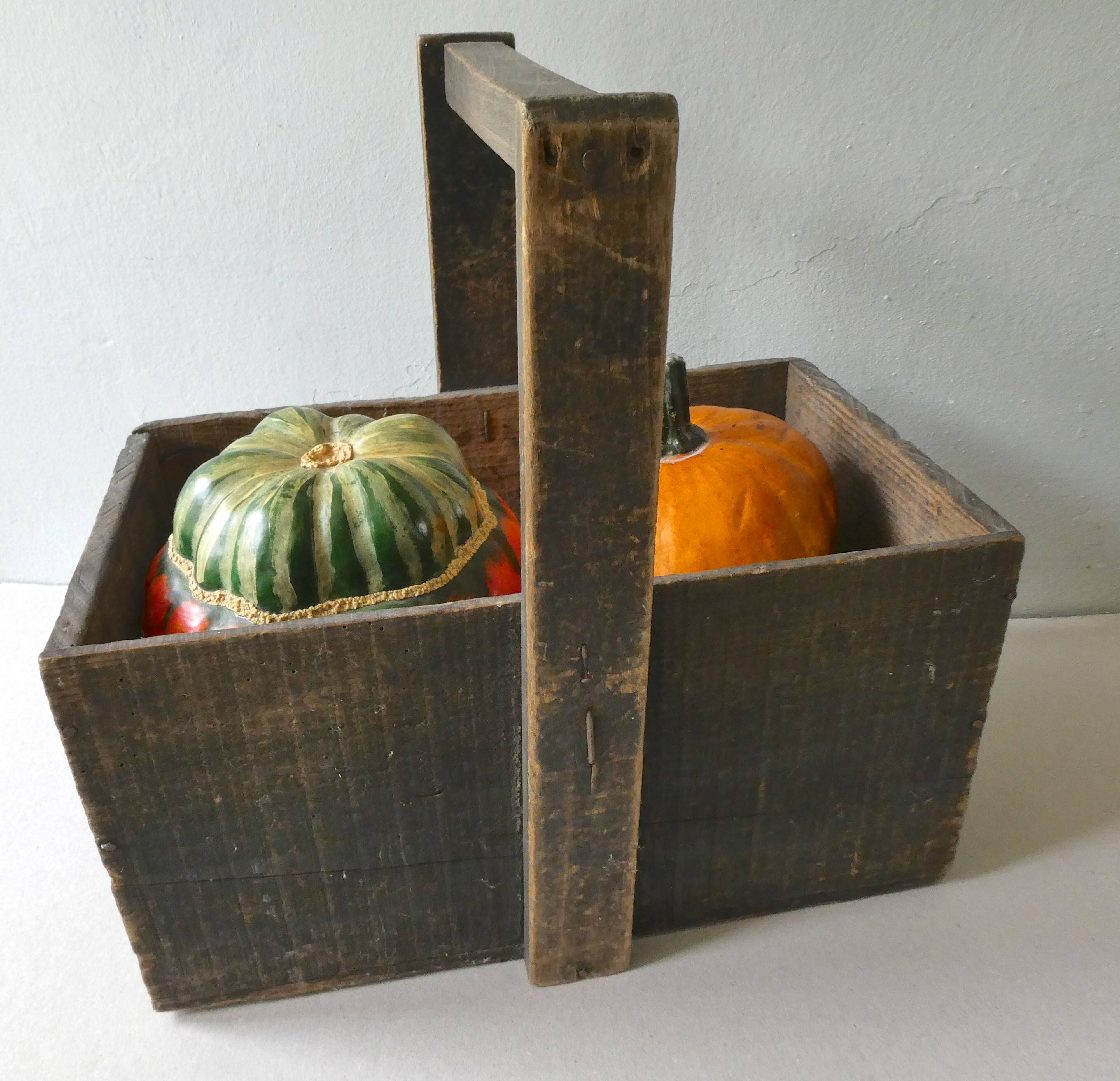Raw wood horticulturer basket, black patina