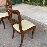 2 solid mahogany and beige fabric chairs, Louis Philippe style