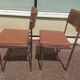 Pair of office chair oem strafor vintage 1960 - chrome skaï brown