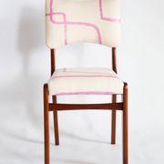 Mid-century chair, Kafkaesque Walk Jacquard, Rajmund Halas, Poland, 1960s