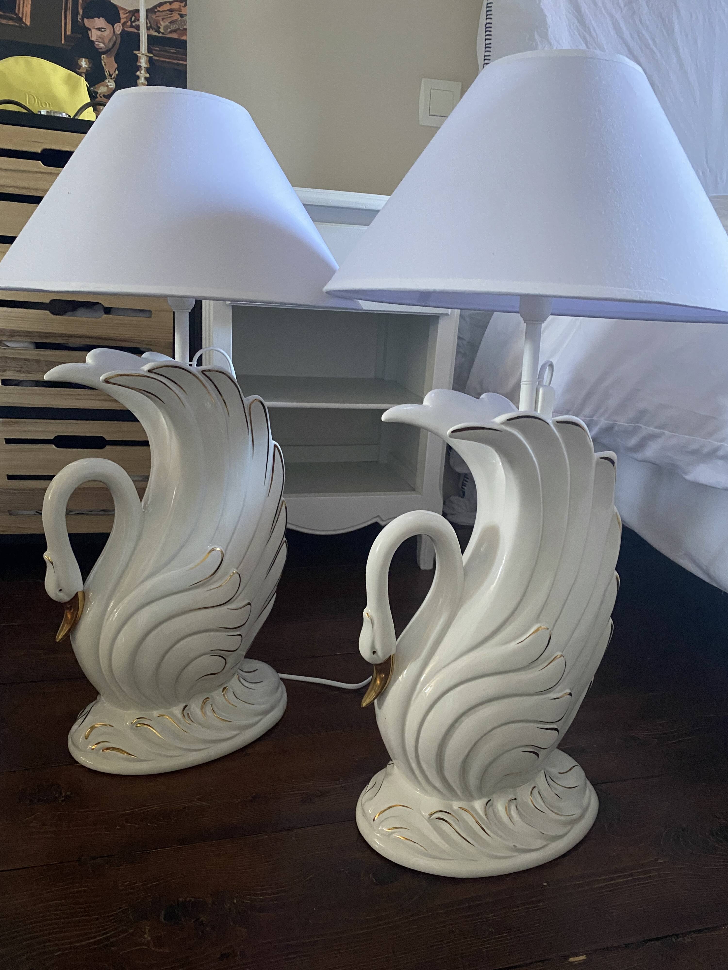 Lot de 2 lampes cygnes Bassano Italy