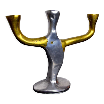 David Marshall 3-arm brutalist candlestick, Spain, 1970