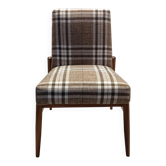 Beige checked fabric armchair in mid-century style, Europe, 1960s