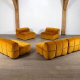 Cini Boeri for Arflex Modular Strips Sofa in Ocre velvet, Italy 1968
