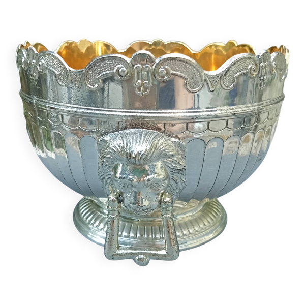 Seau à glace argenté lion art déco