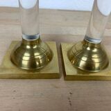 Pair of plexiglass and brass candlesticks by Estrid Ericson, vintage