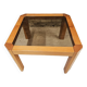 Coffee table in wood and smoked glass 1970 vintage
