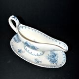 Sarreguemines Utschneider sauceboat Flore in blue floral earthenware