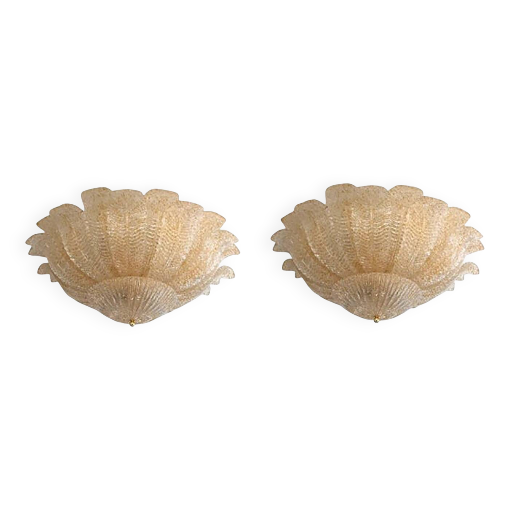 Murano Style Glass Sputnik Chandelier Flush Mounts - a Pair