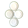4 assiettes plates en porcelaine de Paris verte et dorée