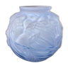 Vase boule art déco bleu, décor fleurs, signé stella