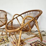 Pair of vintage rattan armchairs