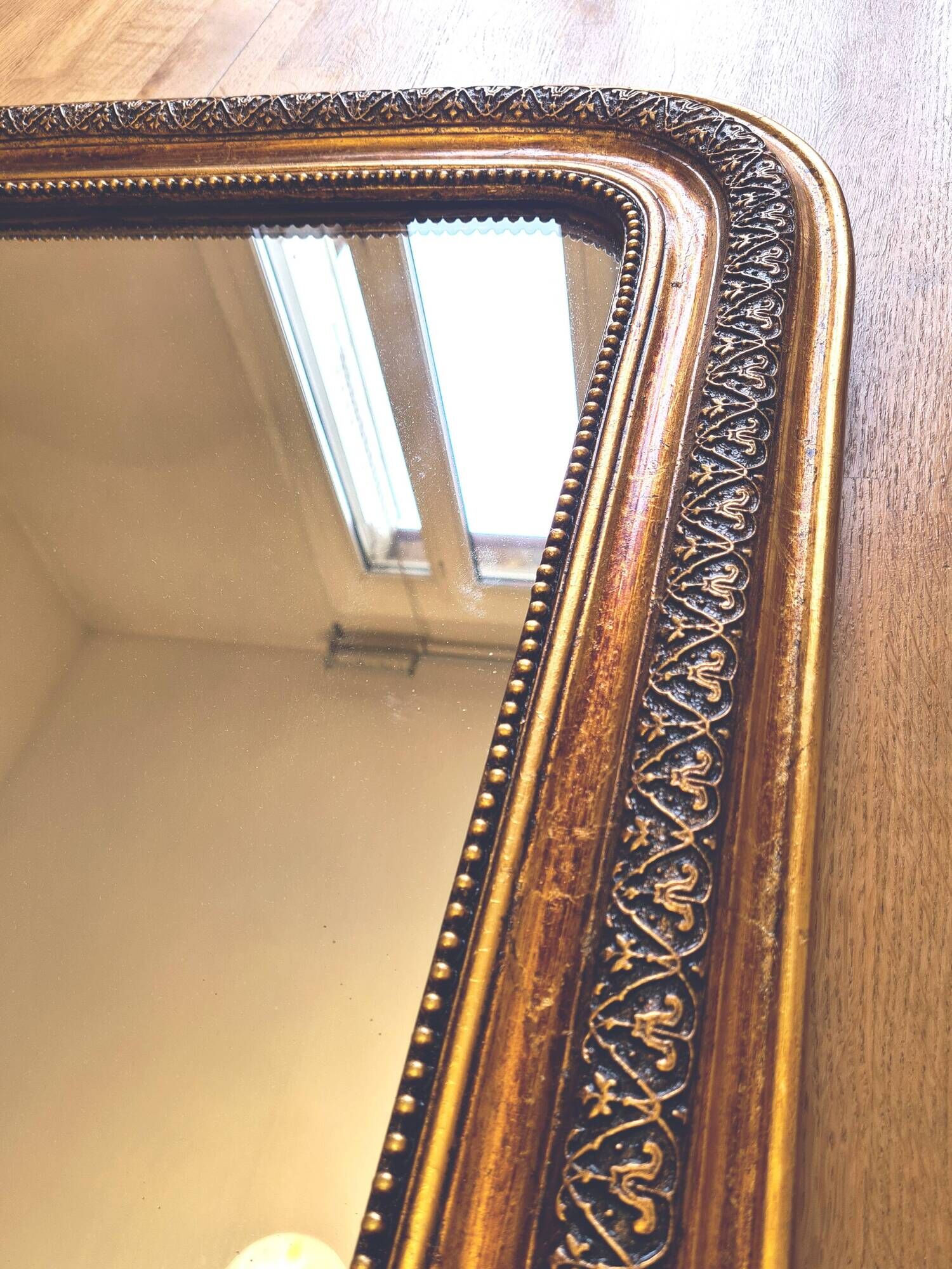 Antique large Louis Philippe mirror, decorated with gilt leaf - "Claude"