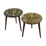 Pair of mosaic side tables with horn inlaid tops 1960