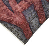 Hand-knotted hi-low pile oriental 1980s 157 cm x 264 cm purple carpet