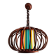Rattan pendant light and vintage lampshade