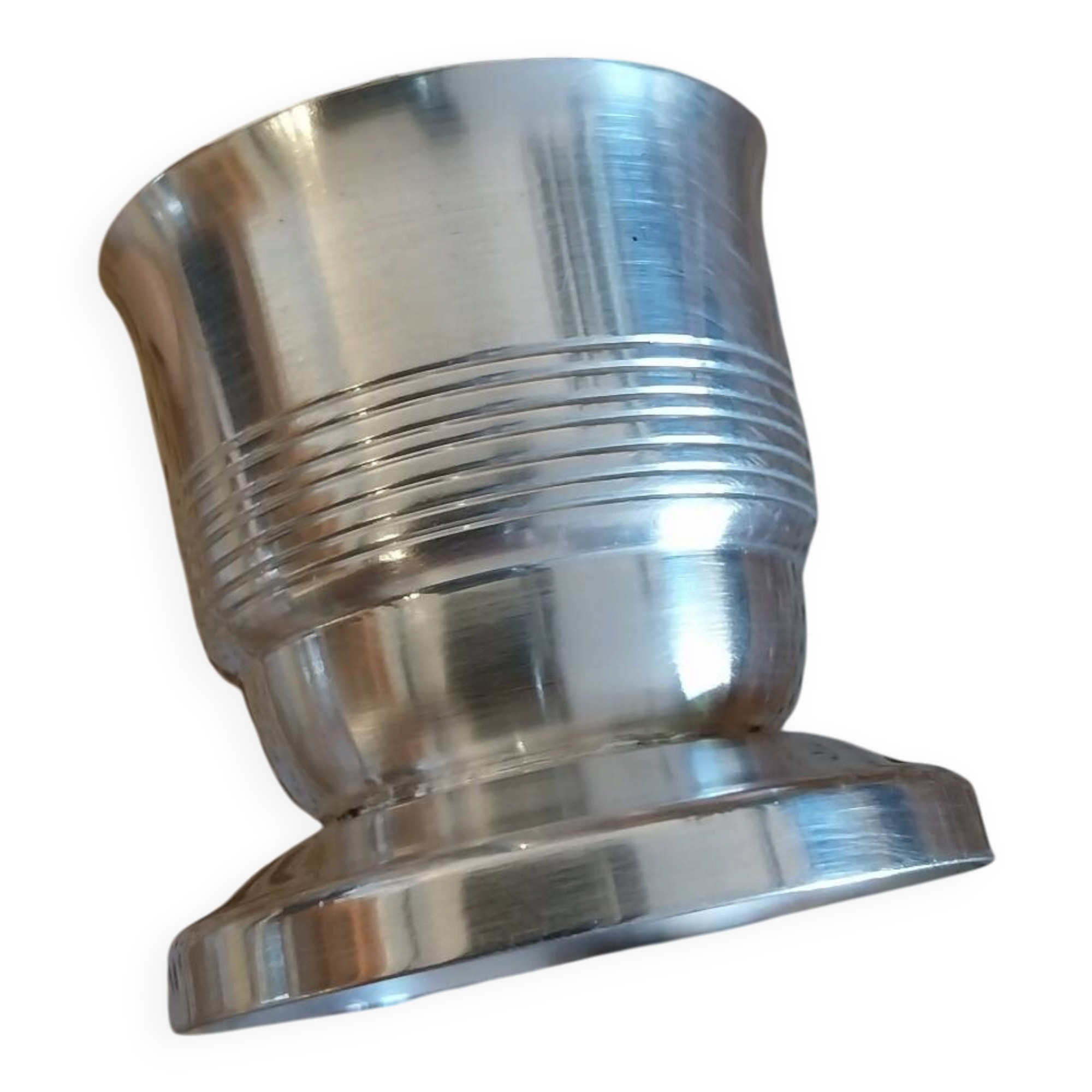 Antique silver metal egg cup