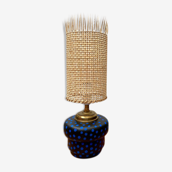 Lampe de chevet pois bleus