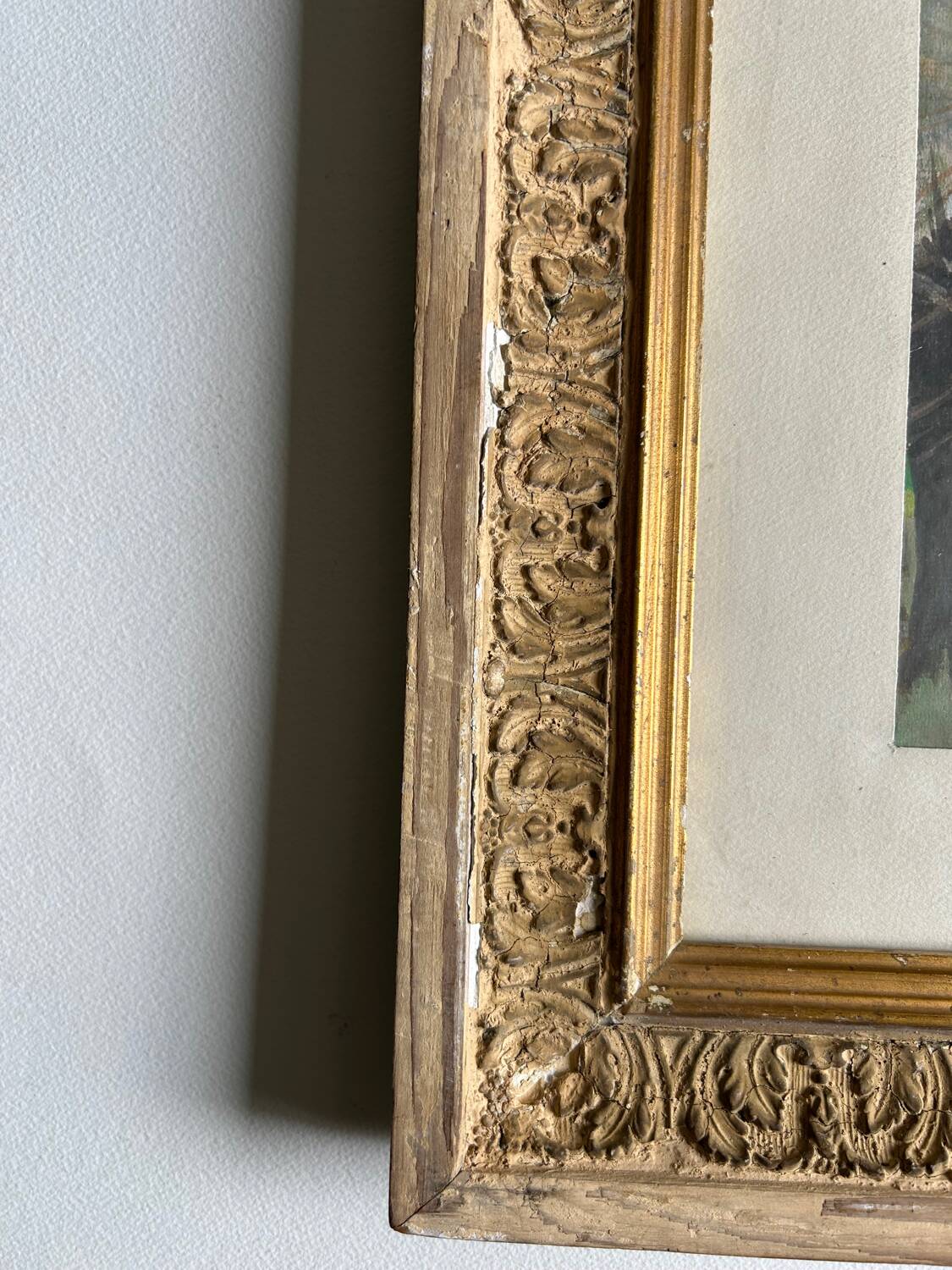 Oeuvre originale, Paysage d'Hiver Breton, Gouache de Suzanne Gueguen, 1940