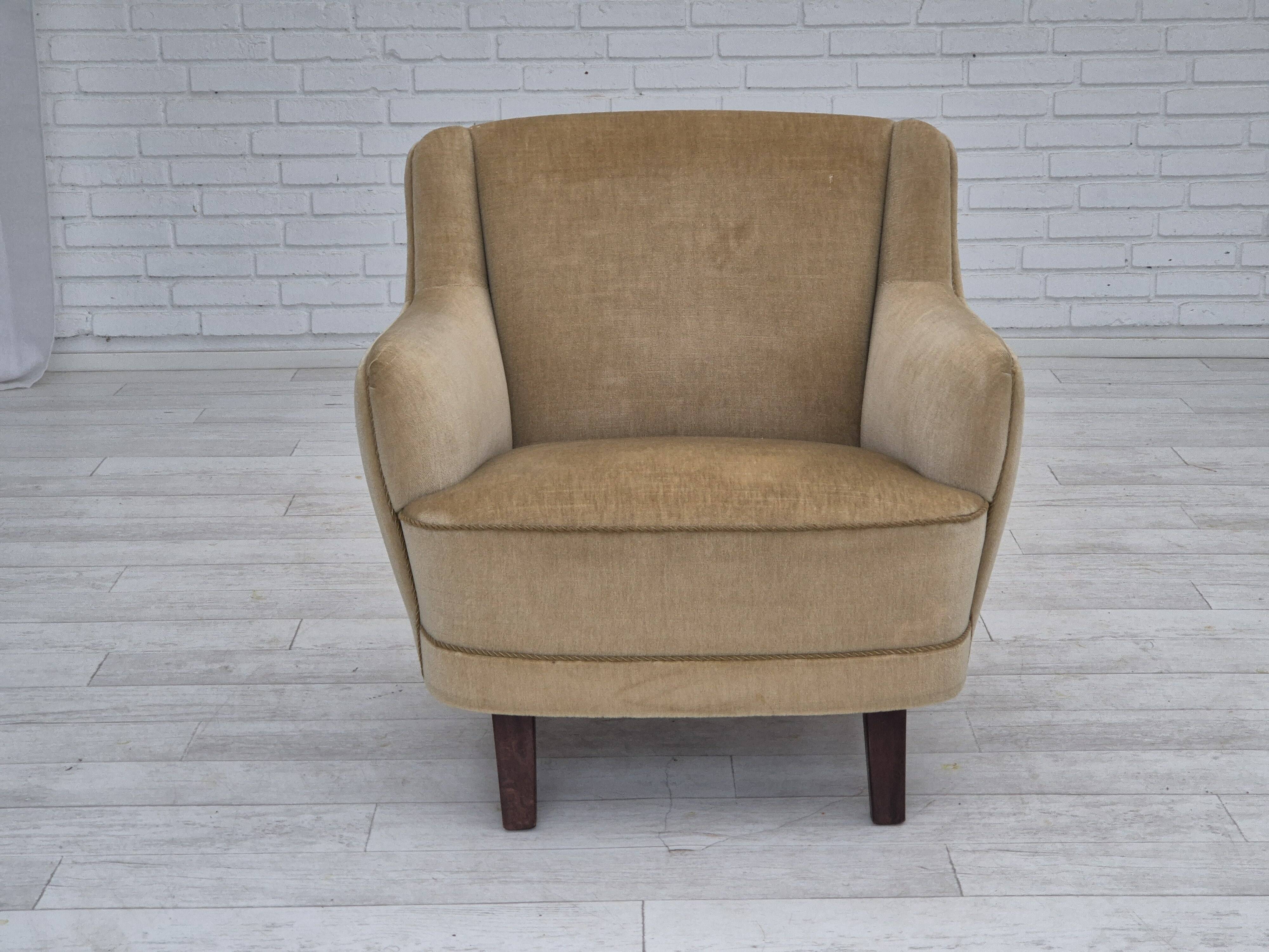 1970s, Danish lounge chair, original condition, furniture velour.