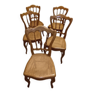 5 chaises cannées anciennes