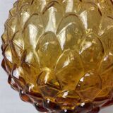 Rustic wooden table lamp with amber pine cone glass lampshade