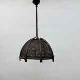 Vintage rattan and webbing hanging lamp 1970s retro