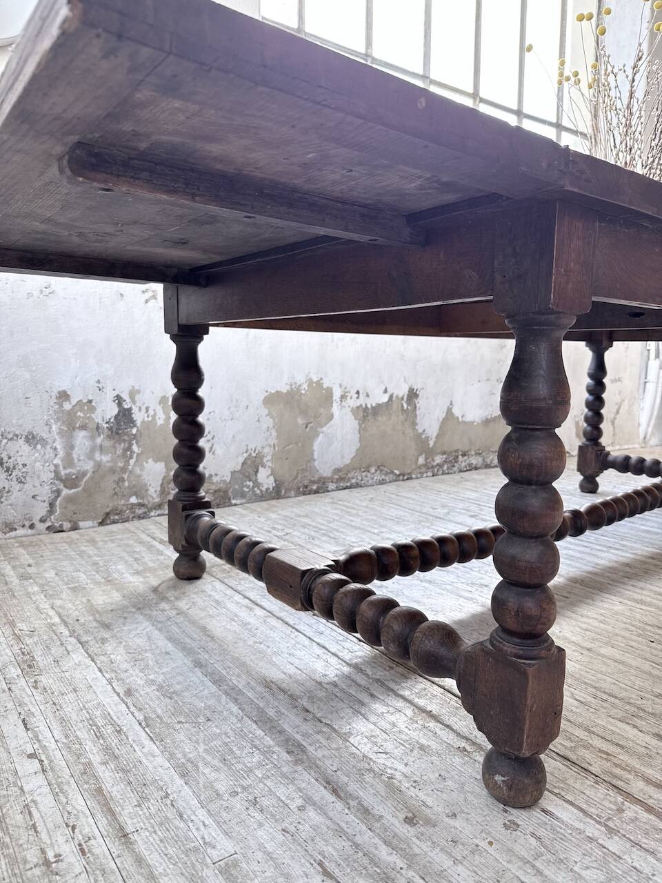 Solid oak table 1900 drapery style XL 280cm with extensions