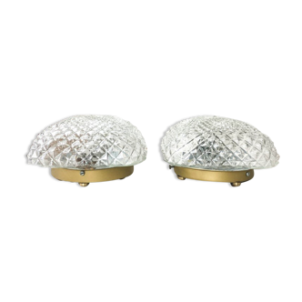 Paire de lampes à poser avec globe en verre vintage