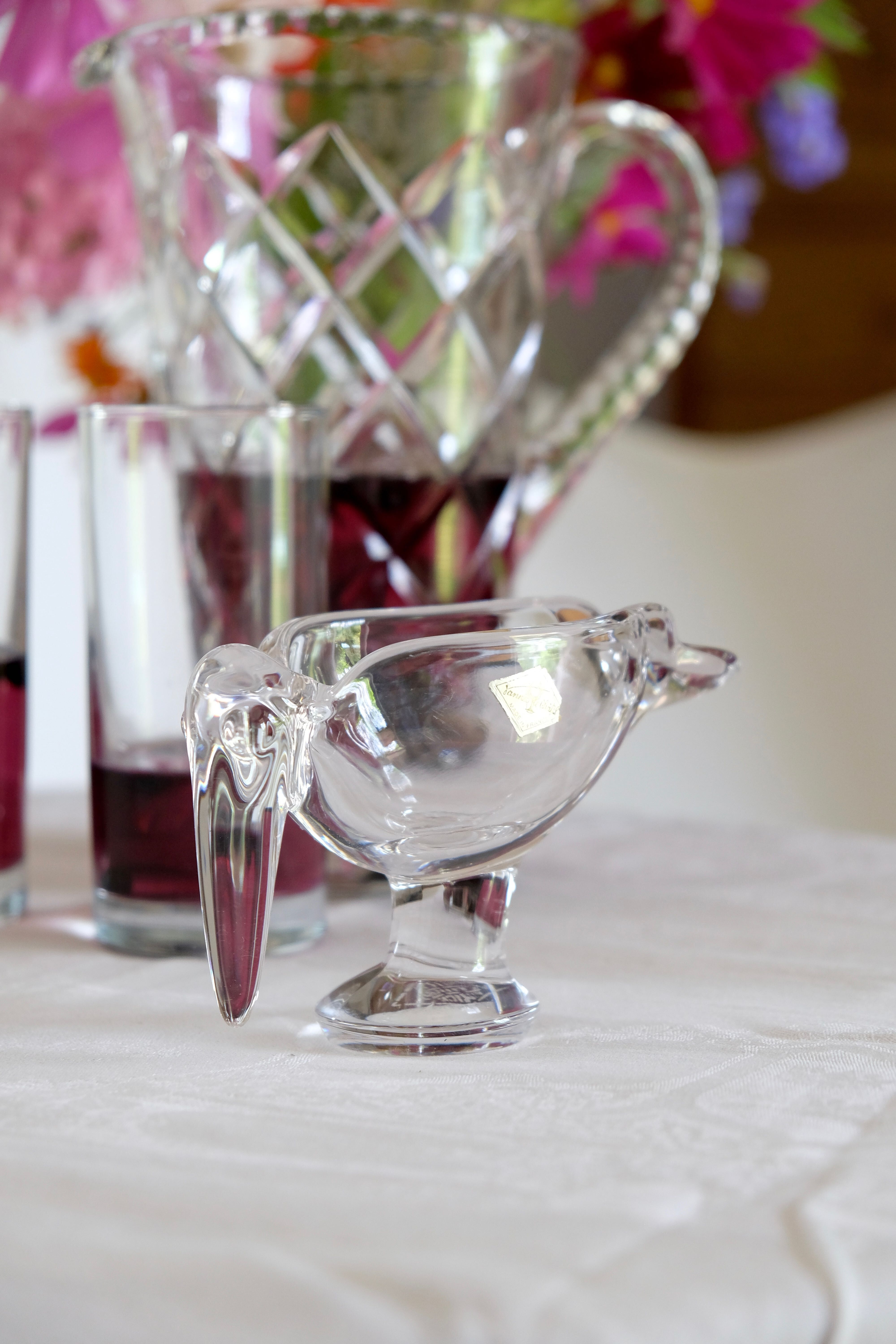 Heron marabout bird crystal of Vannes