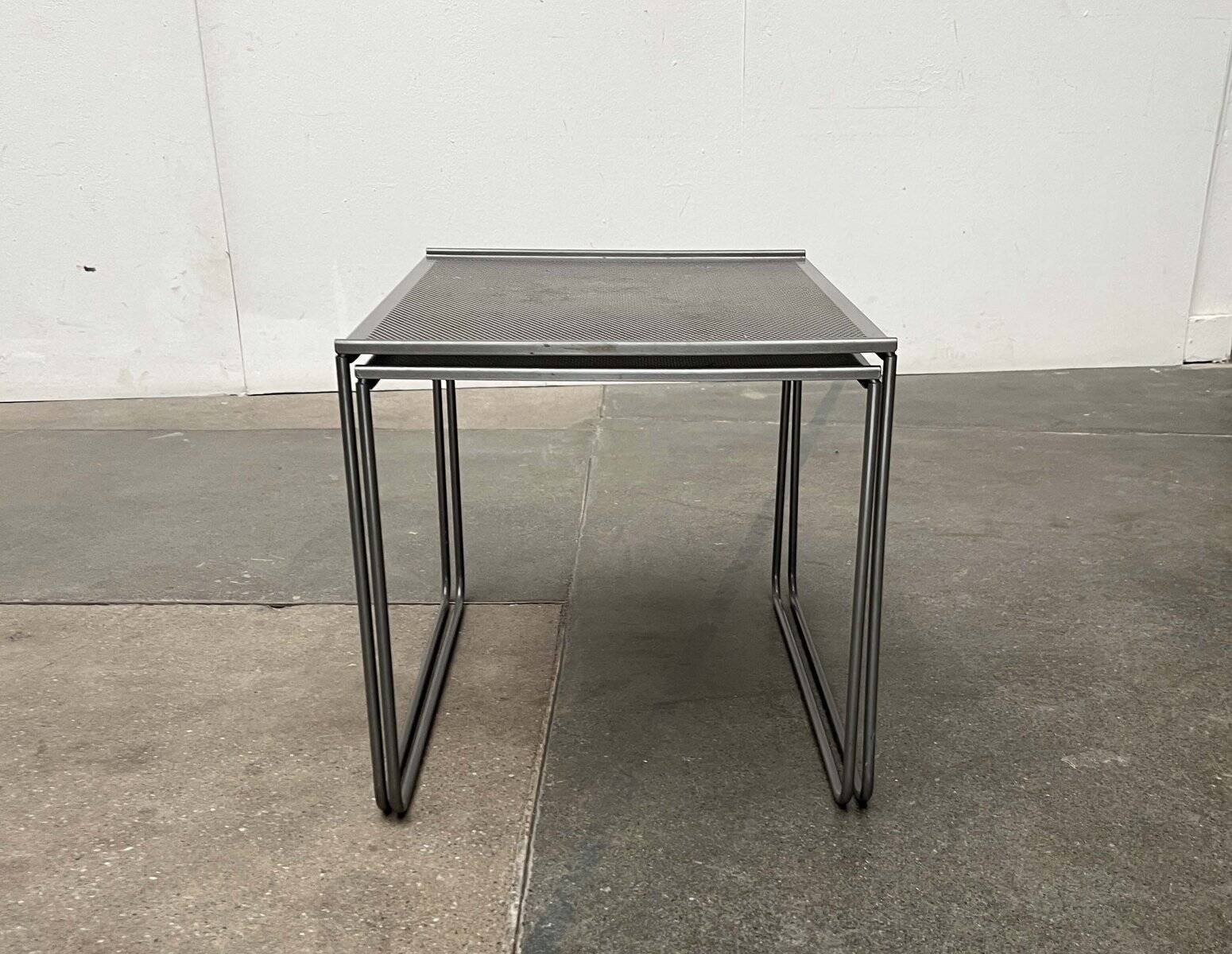 Postmodern perforated metal nesting side tables from Ikea, 1980s, set of 2.