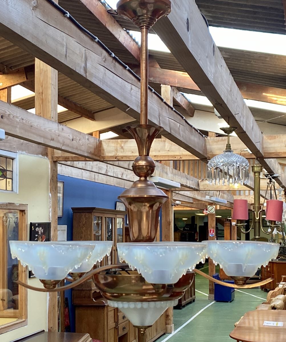 1940s brass chandelier