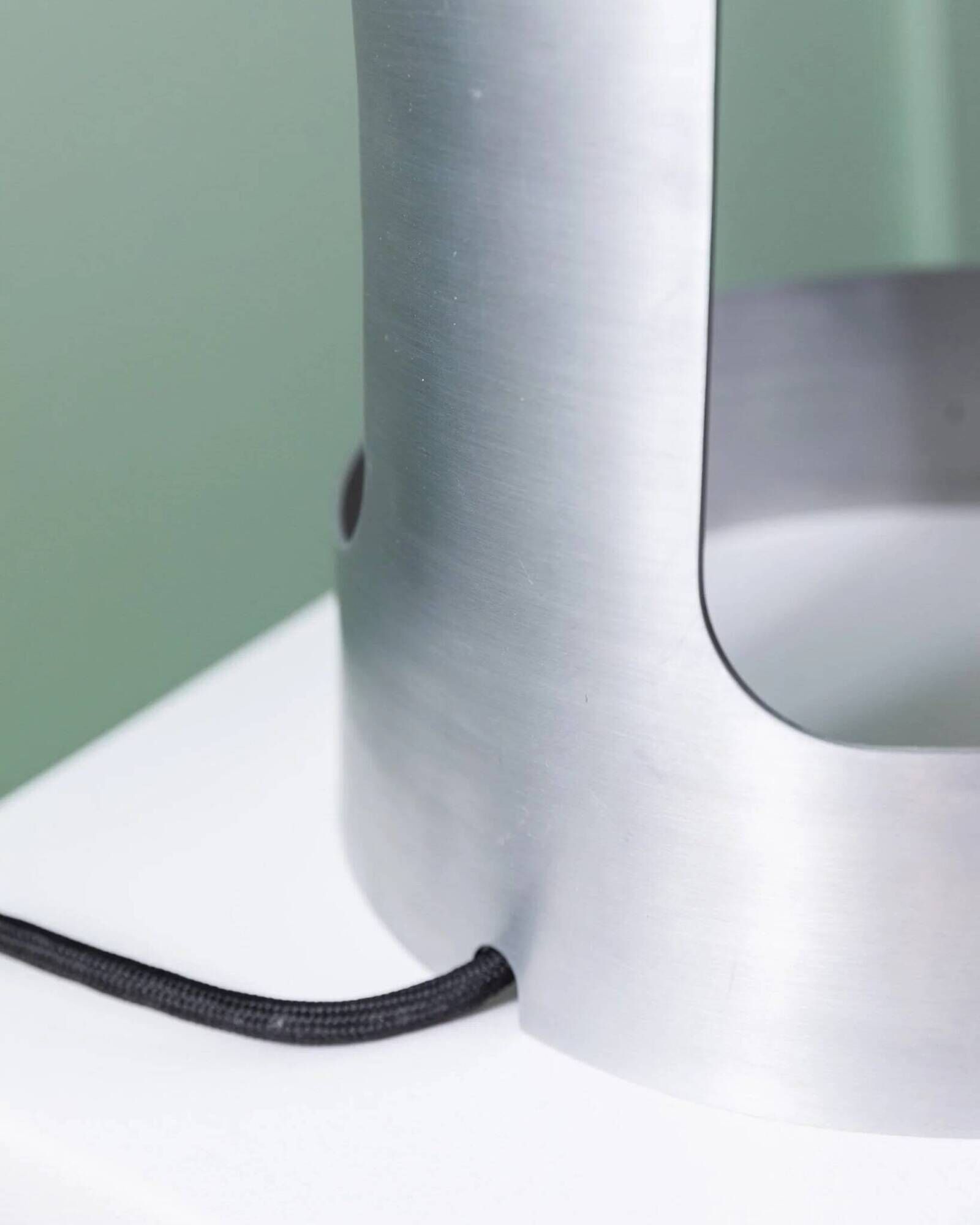 Matte silver aluminum table lamp by Dominik Hehl, vintage 2012 design, sculptural industrial vibe