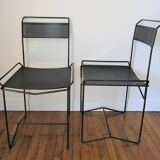 Pair of perforated metal steel chairs from the 80s