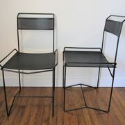 Paire de chaises acier métal perforé design années 80