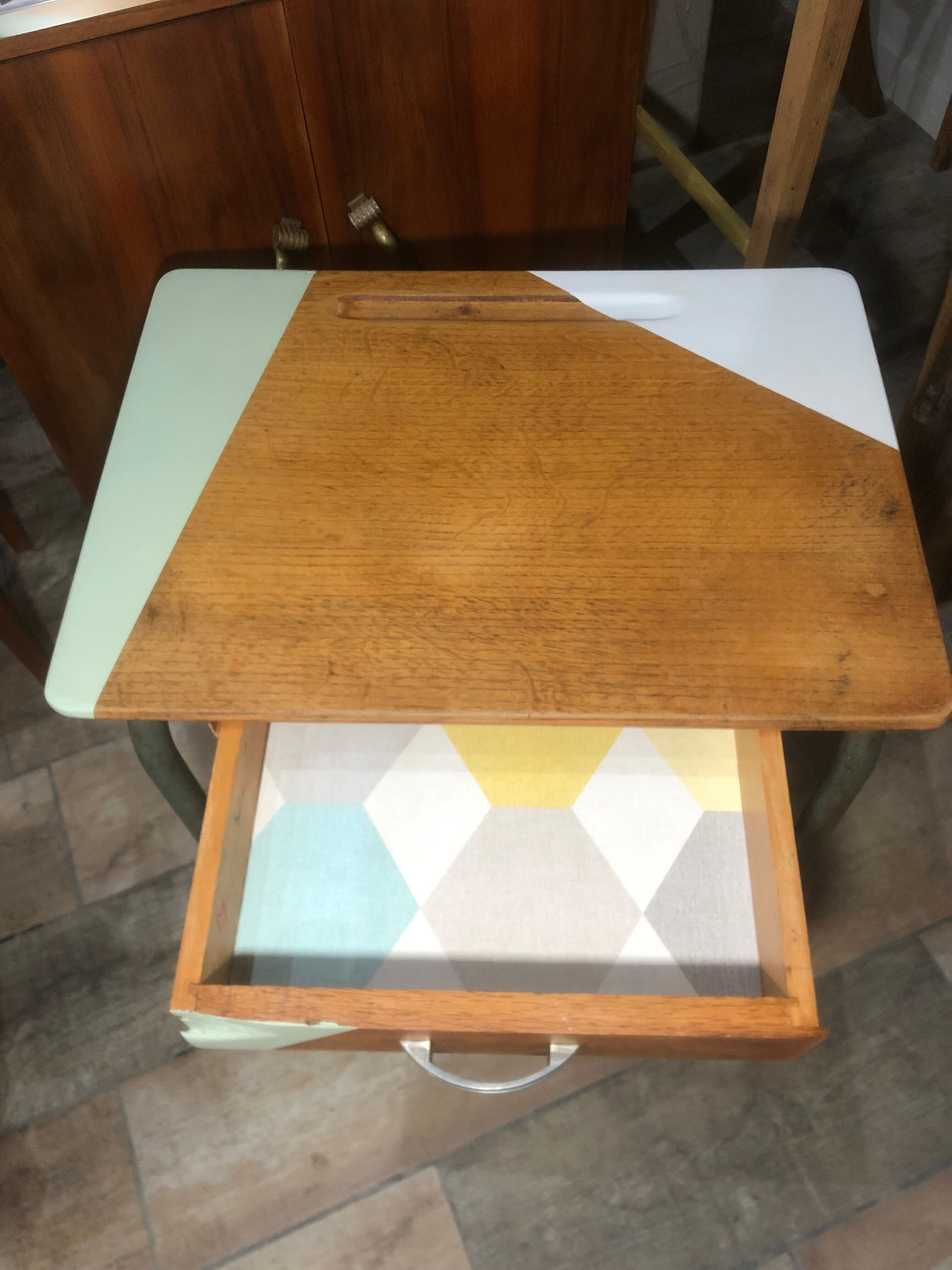 School desk and chair