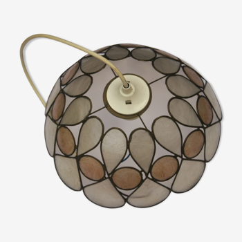 Mother-of-pearl and brass hanging lamp