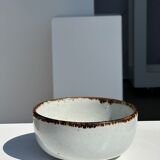 Small white glazed ceramic bowl black edges