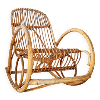 Rocking-chair en rotin